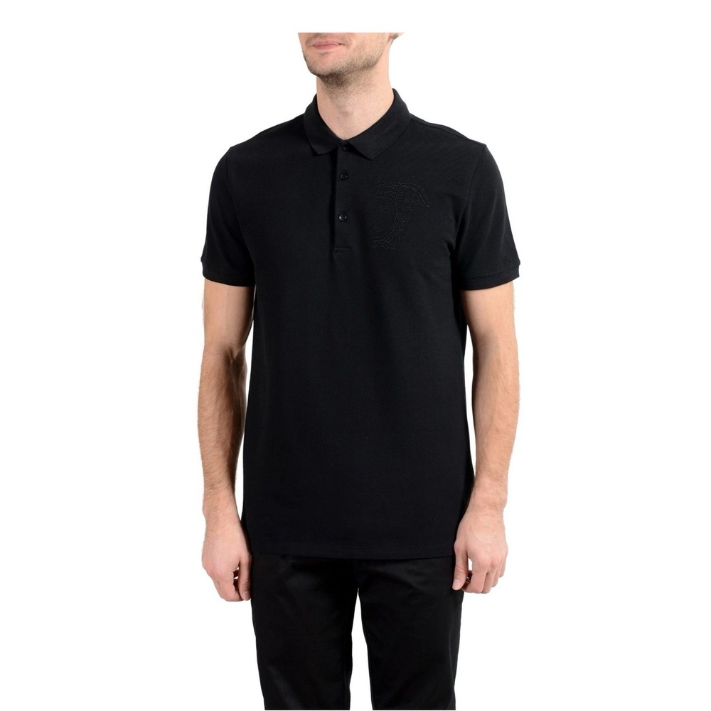 NWT $250 VERSACE COLLECTION Men's sz.S Black Medusa Half Face Cotton Polo Shirt